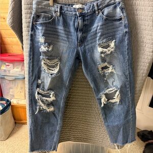 KanCan Ripped Ankle Jeans in Blue